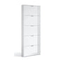 5-Door White Shoe Cabinet - Space-Saving, 70x17x180 cm, 15-pair capacity