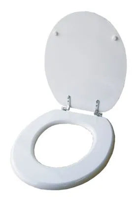 Sedile WC Universale in Masonite Bianco con Cerniere Cromate