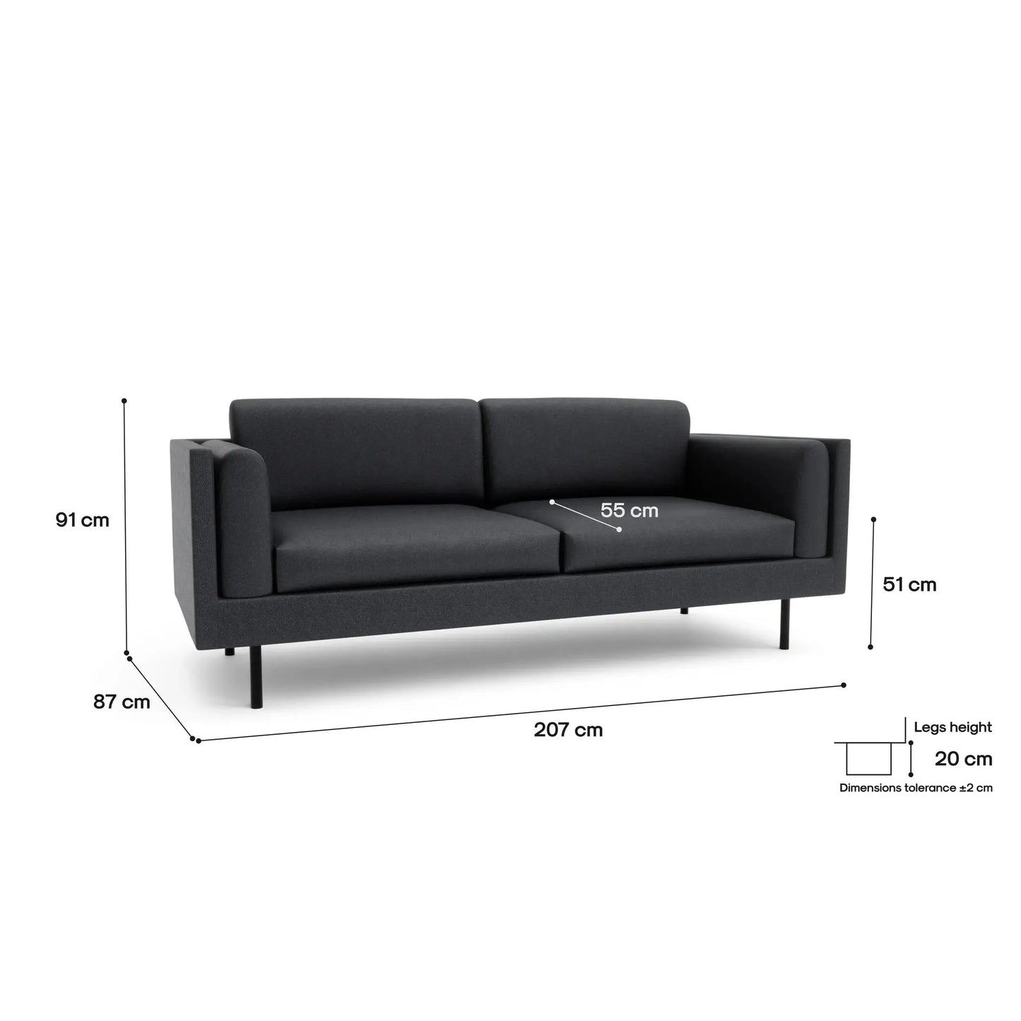 3-Sitzer-Sofa CHELSEA - Grau