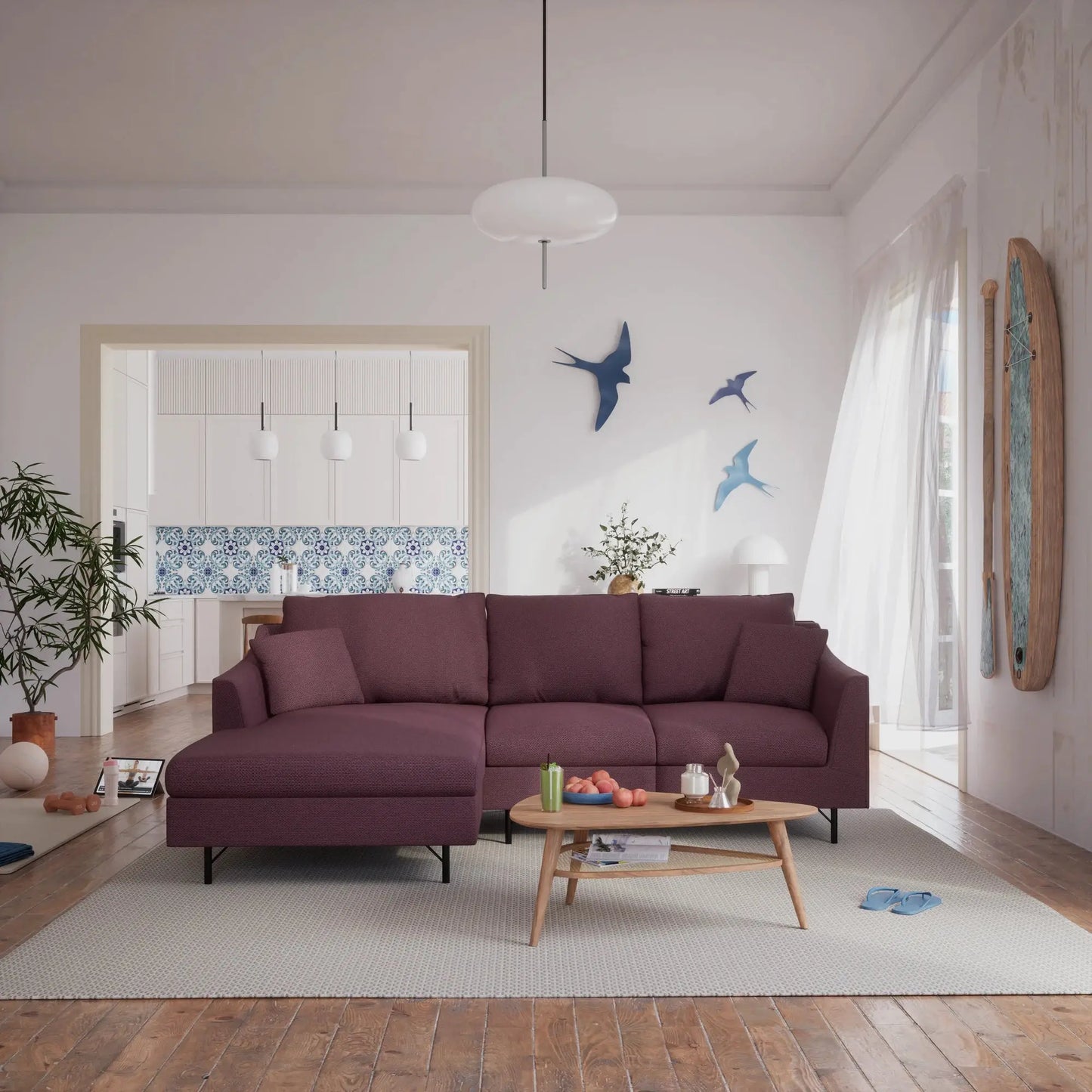 4-Sitzer Ecksofa ALFAMA - Burgunderrot