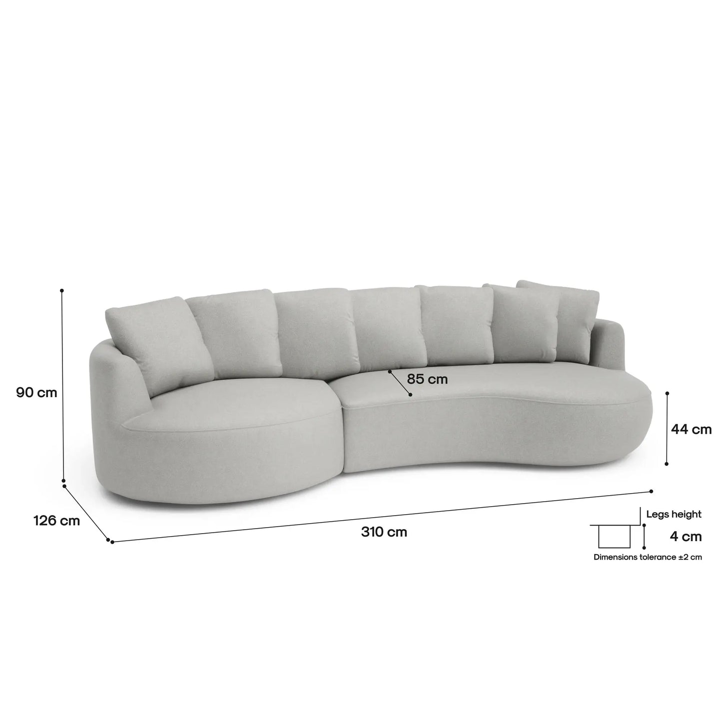 Ecksofa 4-Sitzer BELLEVILLE - Silber