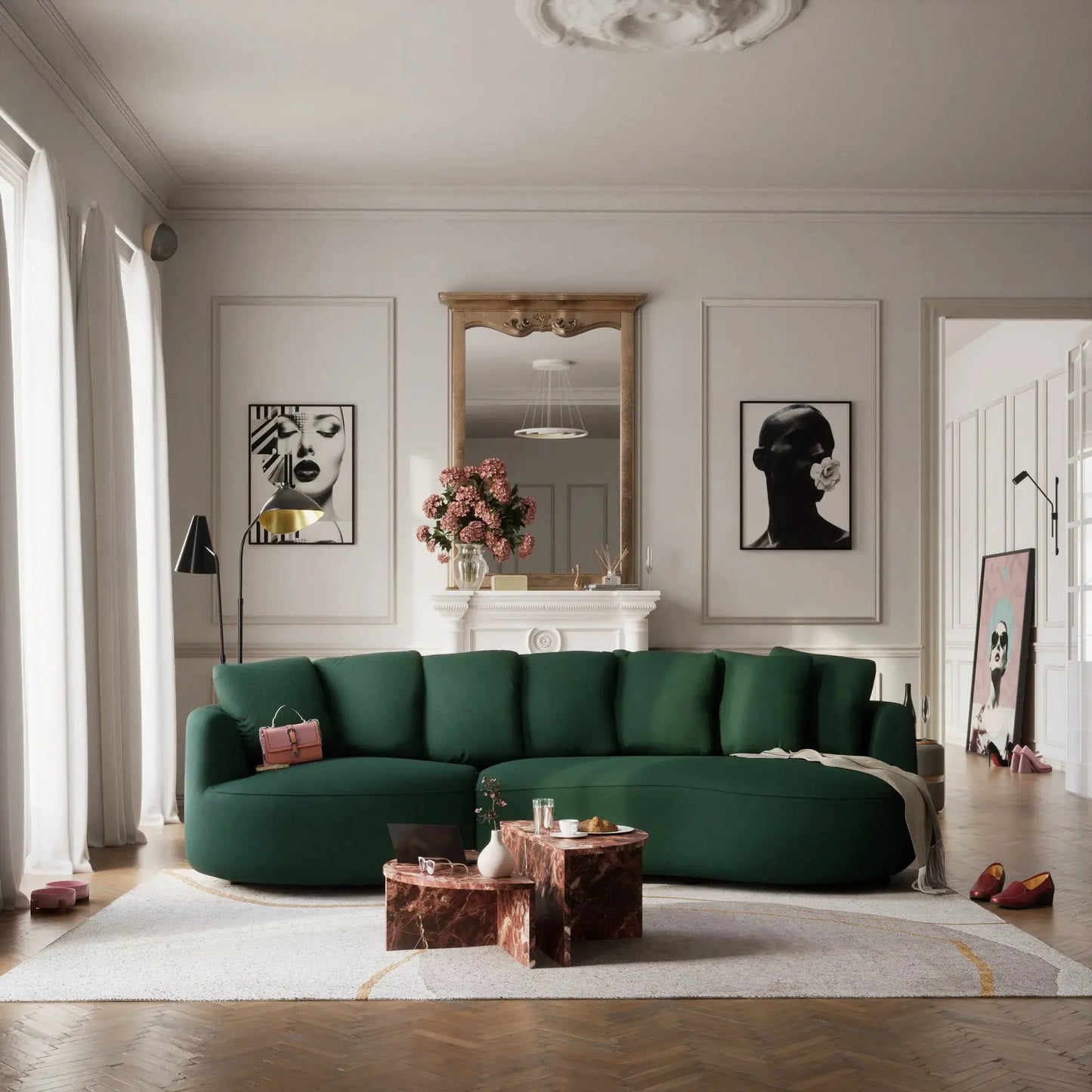 Ecksofa 4-Sitzer BELLEVILLE - Grün