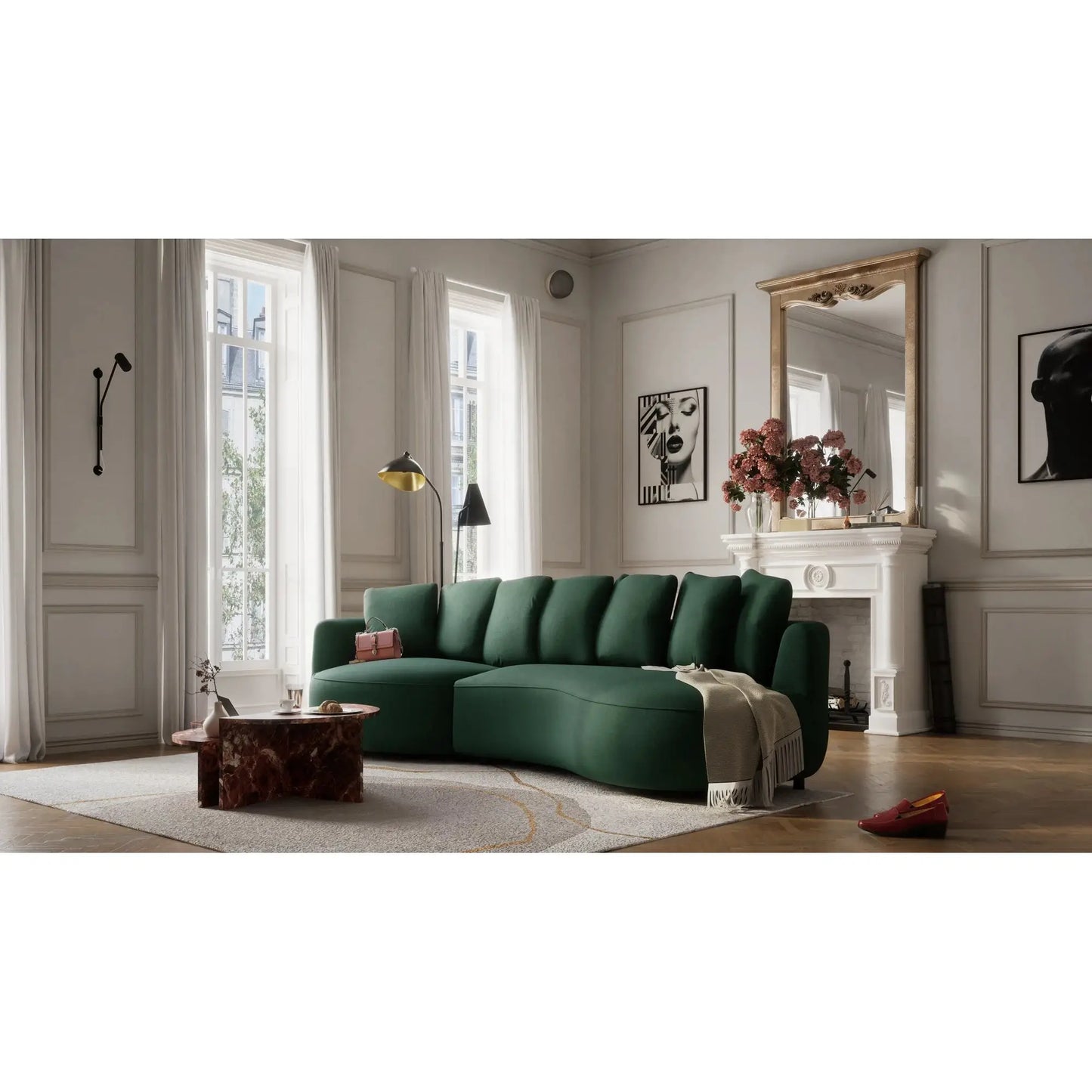 Ecksofa 4-Sitzer BELLEVILLE - Grün