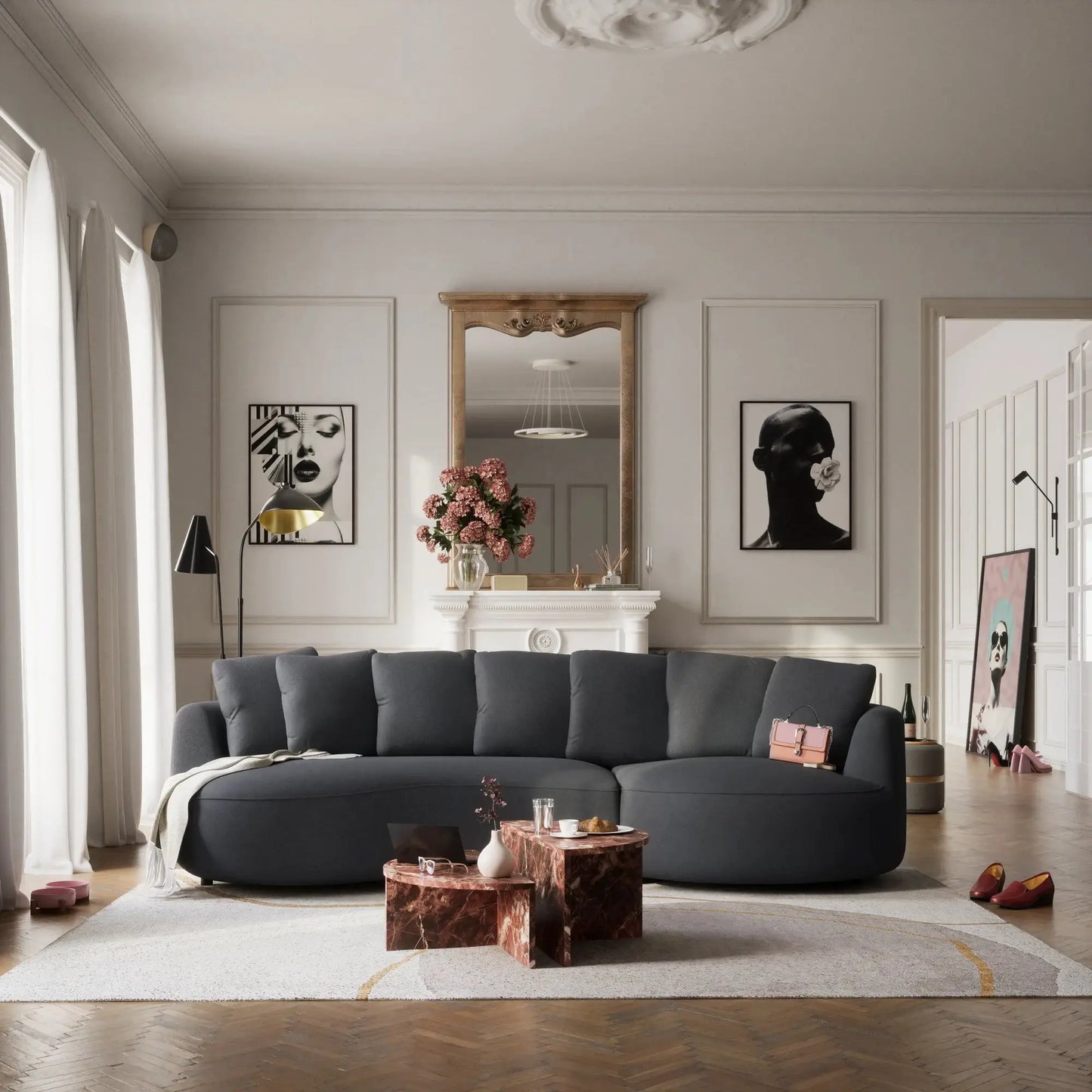 Ecksofa 4-Sitzer BELLEVILLE - Grau