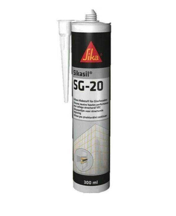 SikaSil SG 20 Struktureller neutraler Einkomponenten-Silikonklebstoff Schwarz 300ml