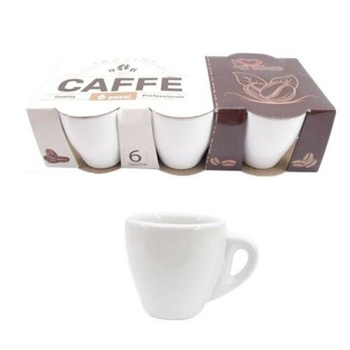 6-teiliges Set Tassen Kaffeetassen weiß Keramik Espresso Frühstück Bar 6x7cm