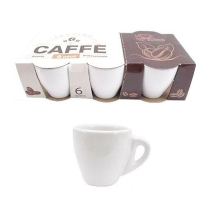 6-teiliges Set Tassen Kaffeetassen weiß Keramik Espresso Frühstück Bar 6x7cm