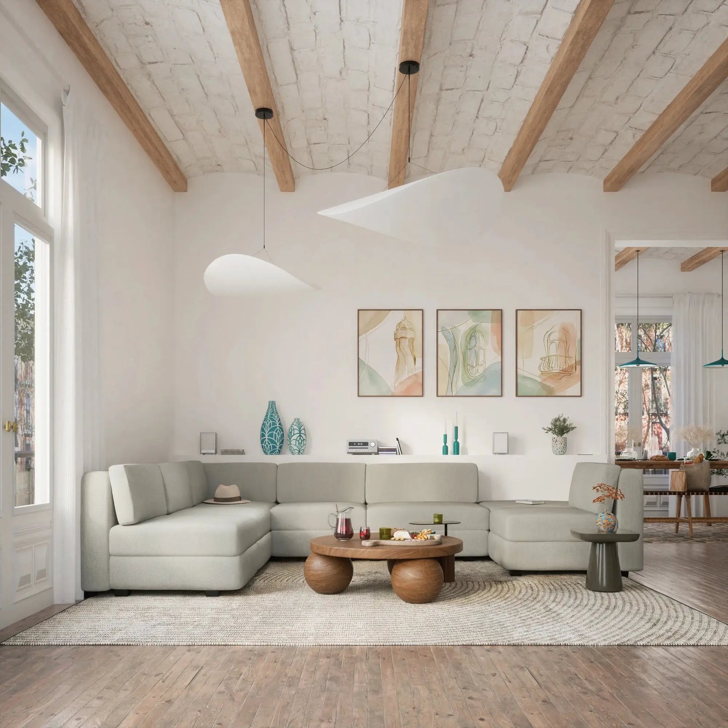 Modulares Sofa GRACIA - Eckmodul - Beige-Grau