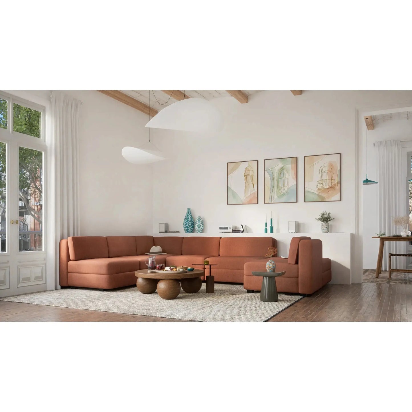 Modulares Sofa GRACIA - Eckmodul - Terrakotta