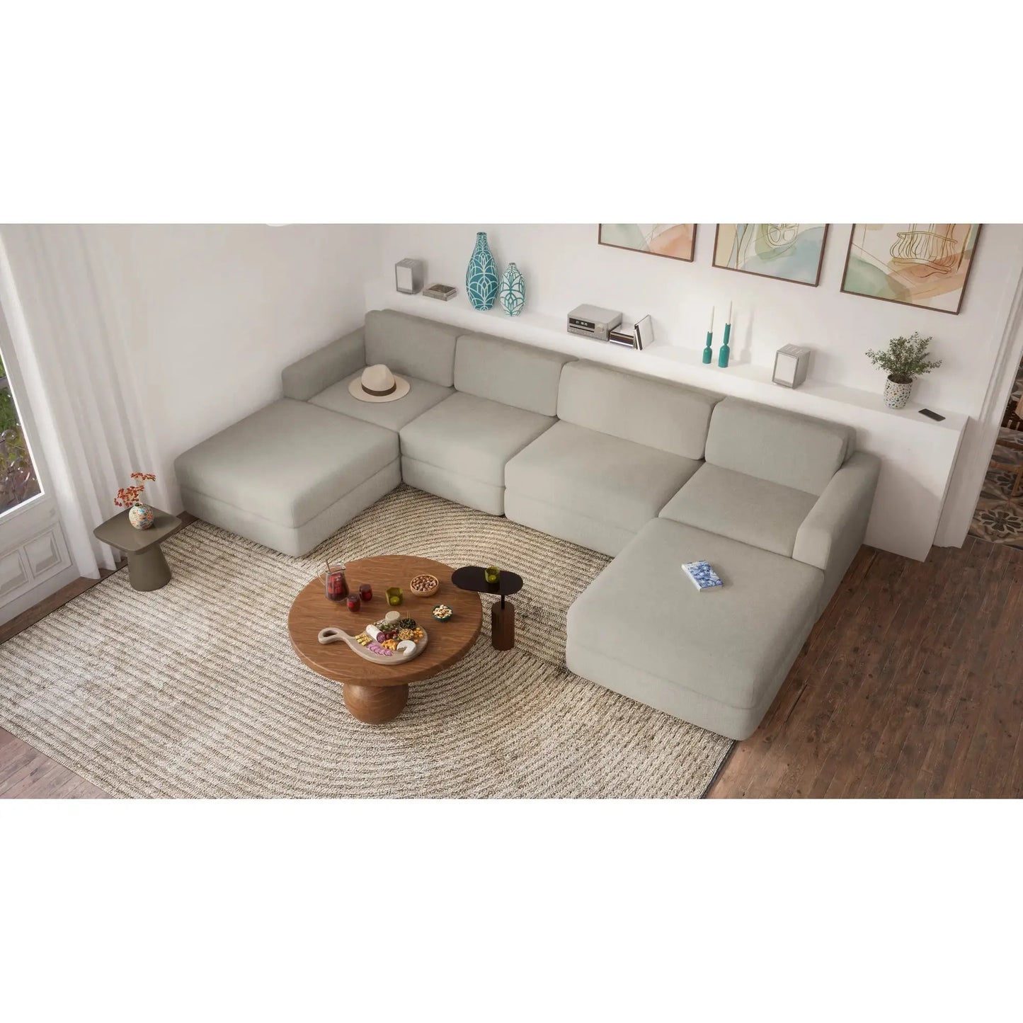 Divano Modulare GRACIA - Modulo Singolo Grande Beige Grigio