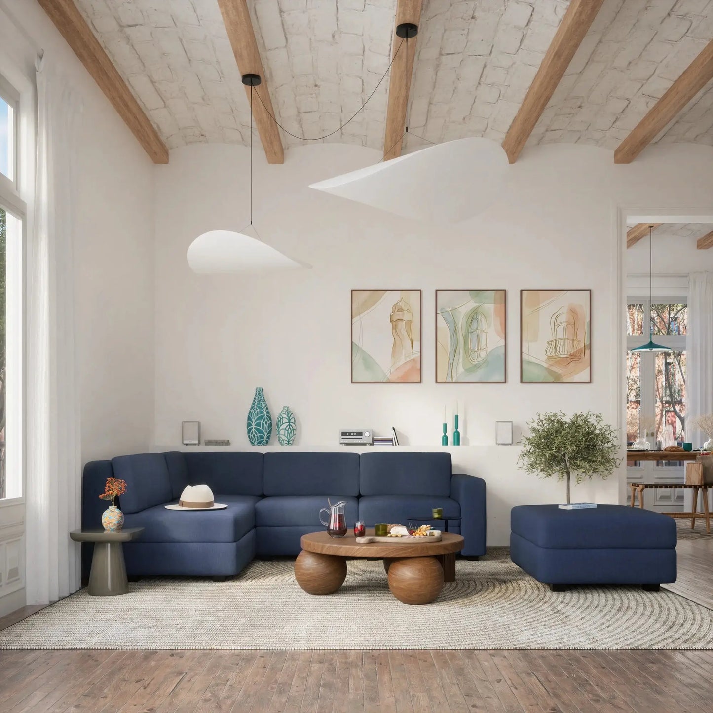 Divano Modulare GRACIA - Modulo Singolo Grande - Blu Scuro