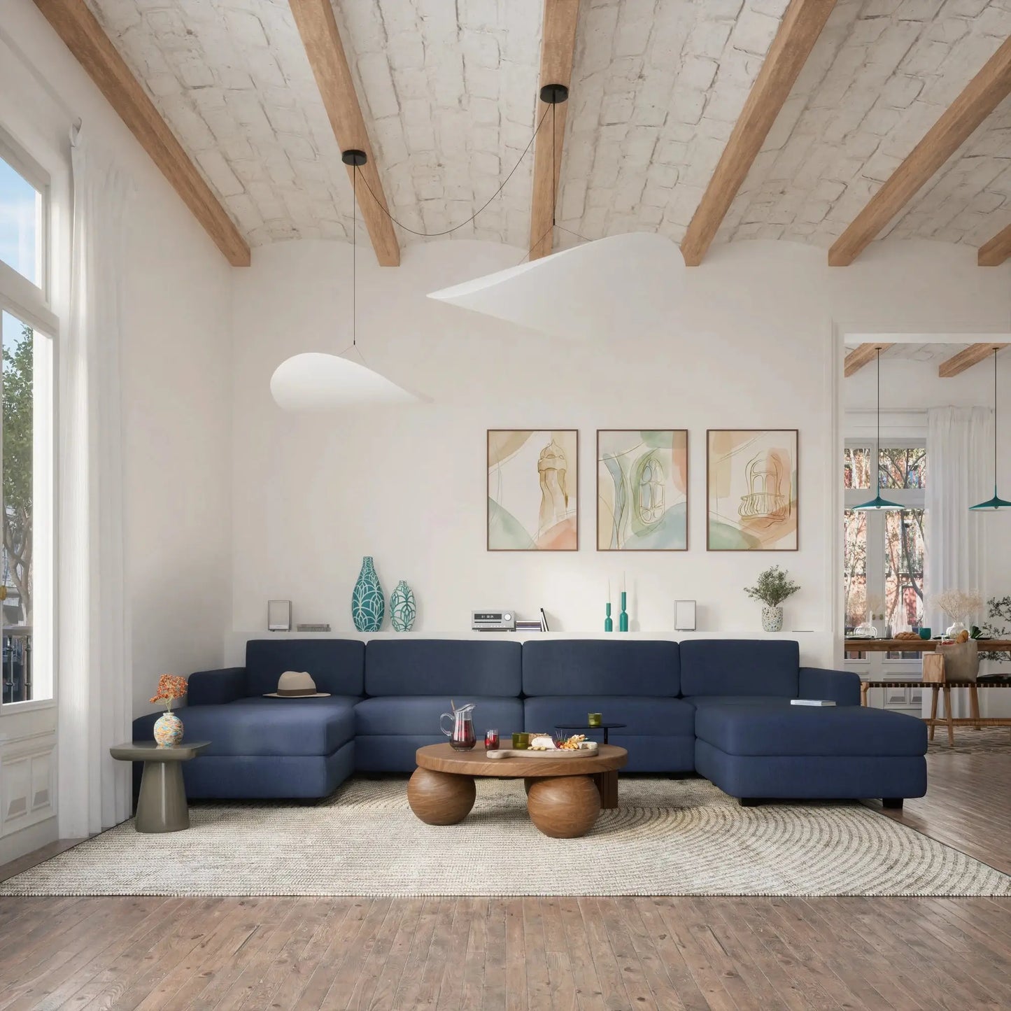 Divano Modulare GRACIA - Modulo Singolo Grande - Blu Scuro