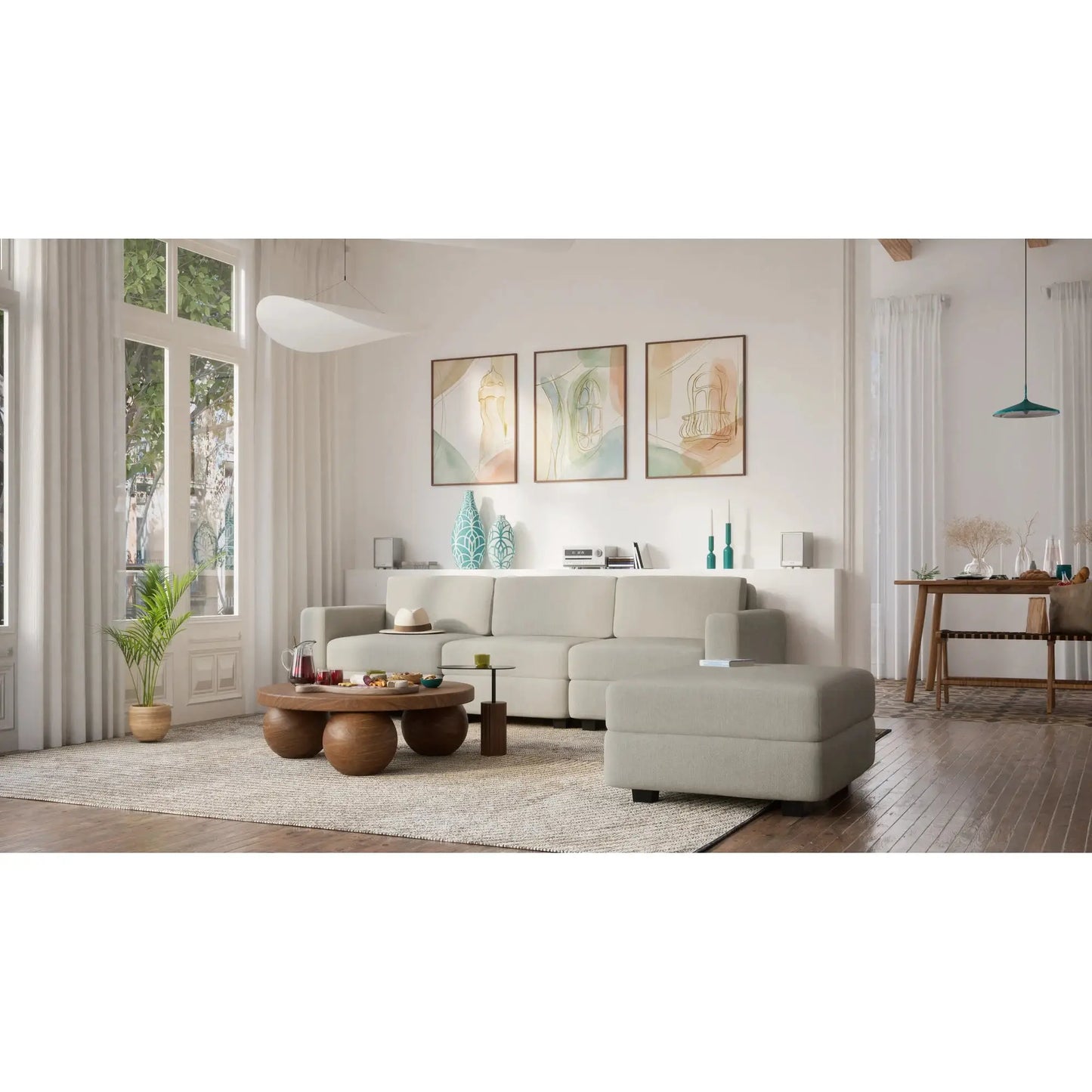 Modulares Sofa GRACIA - Einzelmodul - Beige Grau
