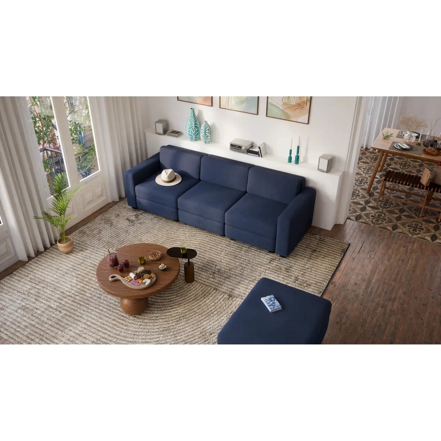 Divano Modulare GRACIA - Modulo Singolo Blu Scuro