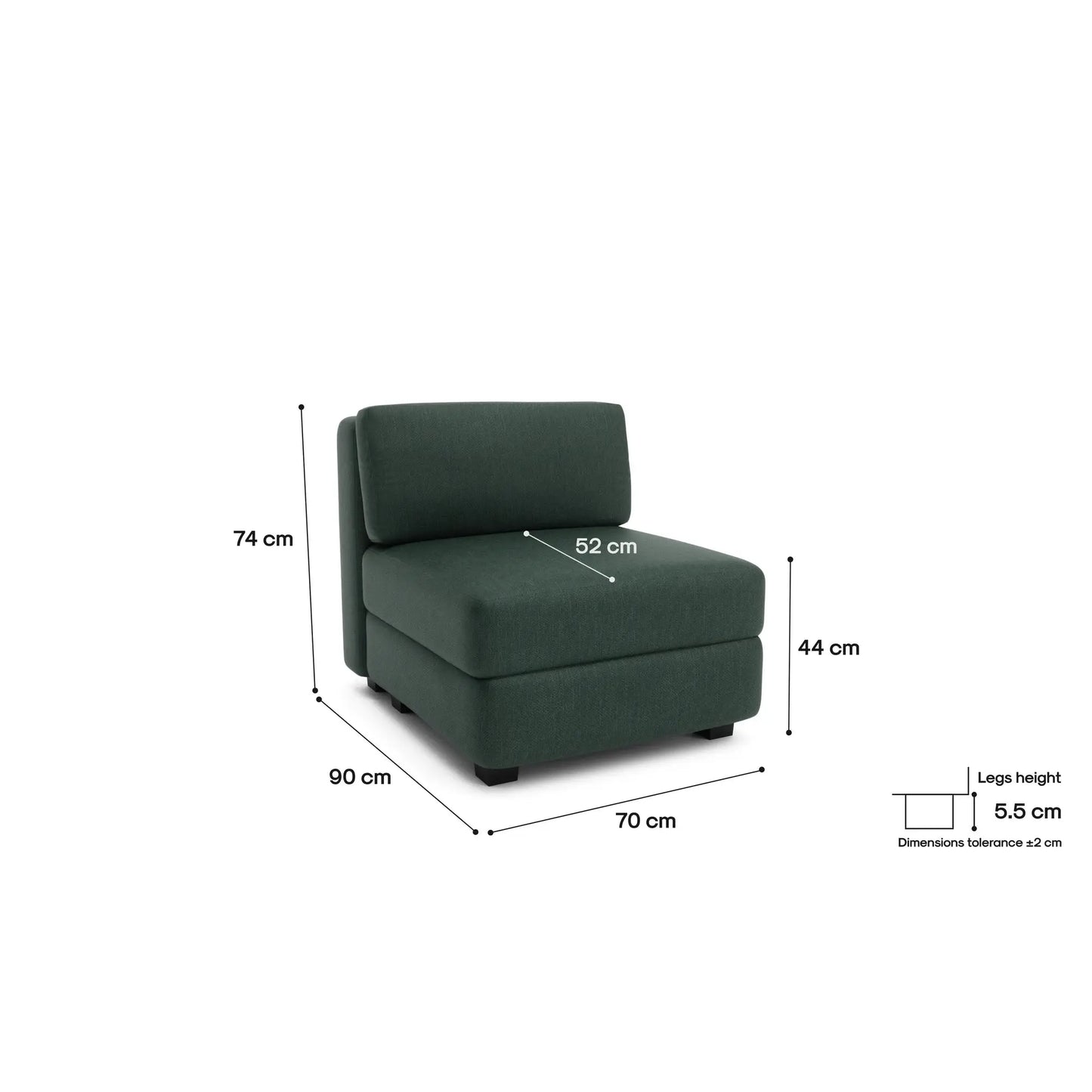 Divano Modulare GRACIA - Modulo Singolo Verde