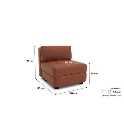 Modulares Sofa GRACIA – Einzelmodul Terrakotta