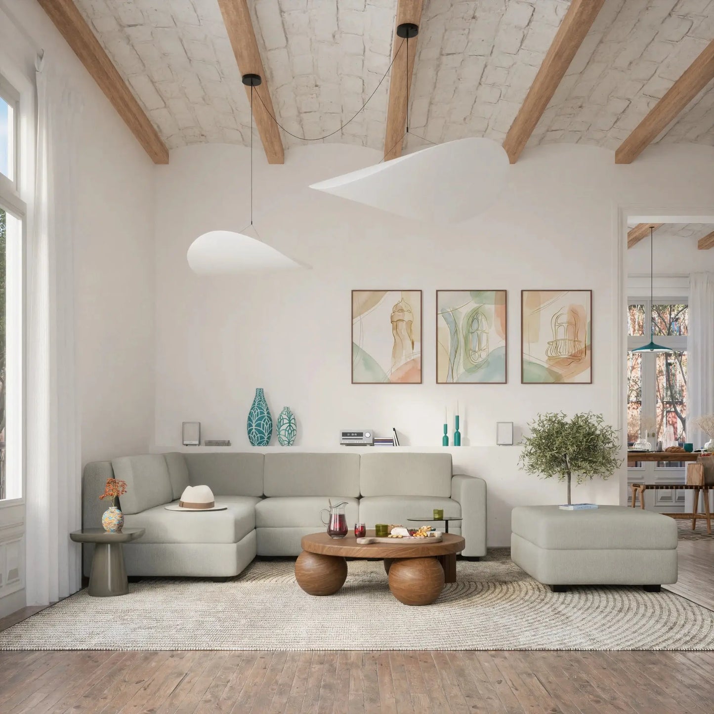 Modulares Sofa GRACIA - Endmodul Beige Grau