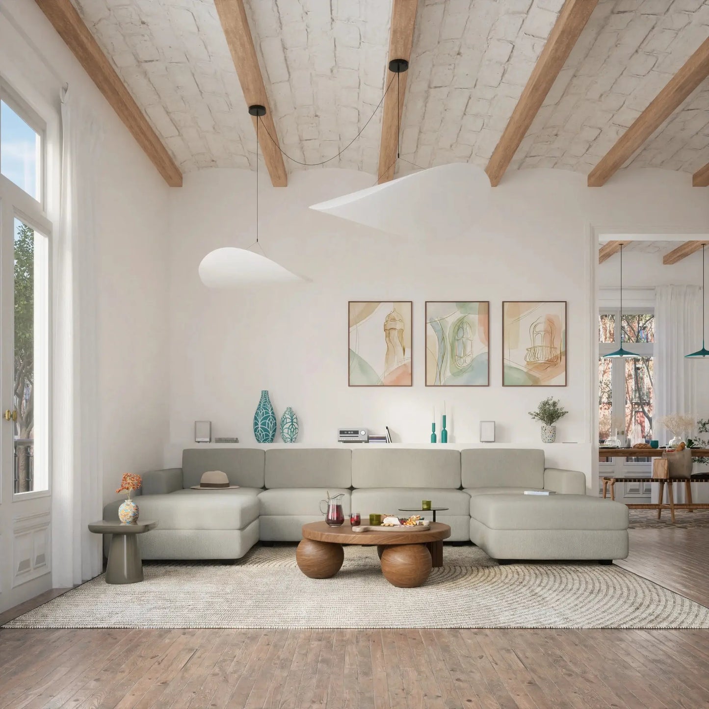 Modulares Sofa GRACIA - Endmodul Beige Grau