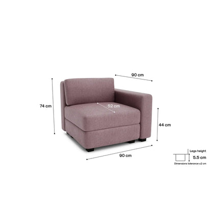 Divano Modulare GRACIA - Modulo Terminale - Rosa Antico