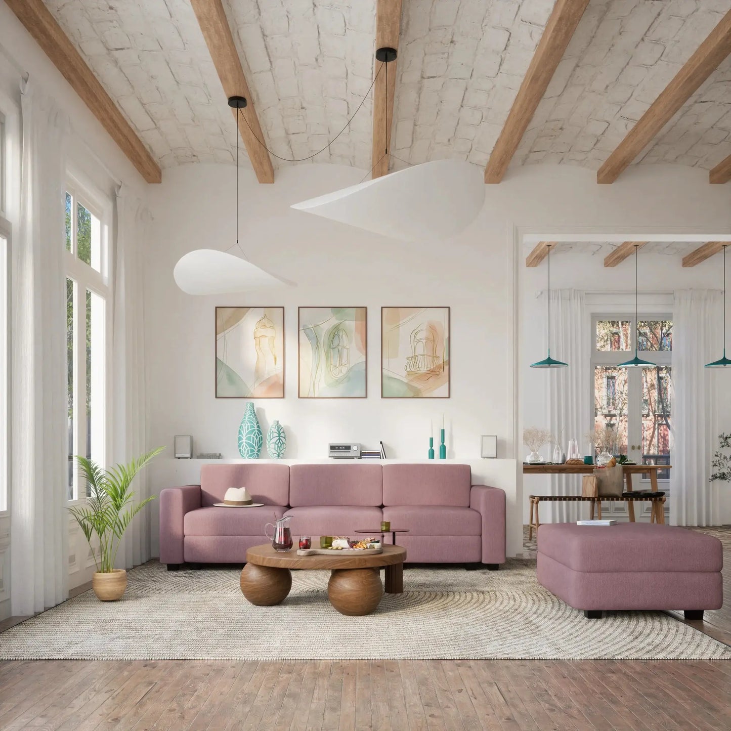 Divano Modulare GRACIA - Modulo Terminale - Rosa Antico