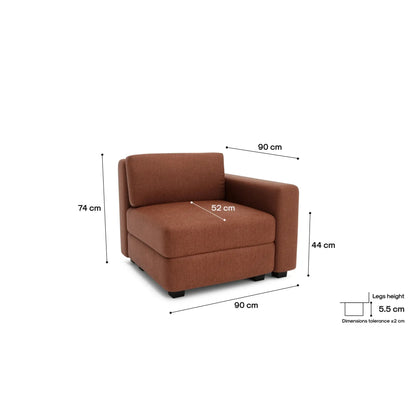 Divano Modulare GRACIA - Modulo Terminale Terracotta