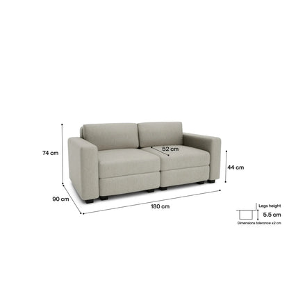 Divano Modulare 2 Posti GRACIA - Beige Grigio