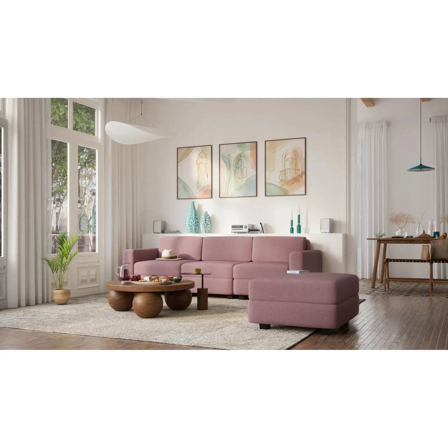 Modulares 3-Sitzer-Sofa GRACIA - Rosa Puder