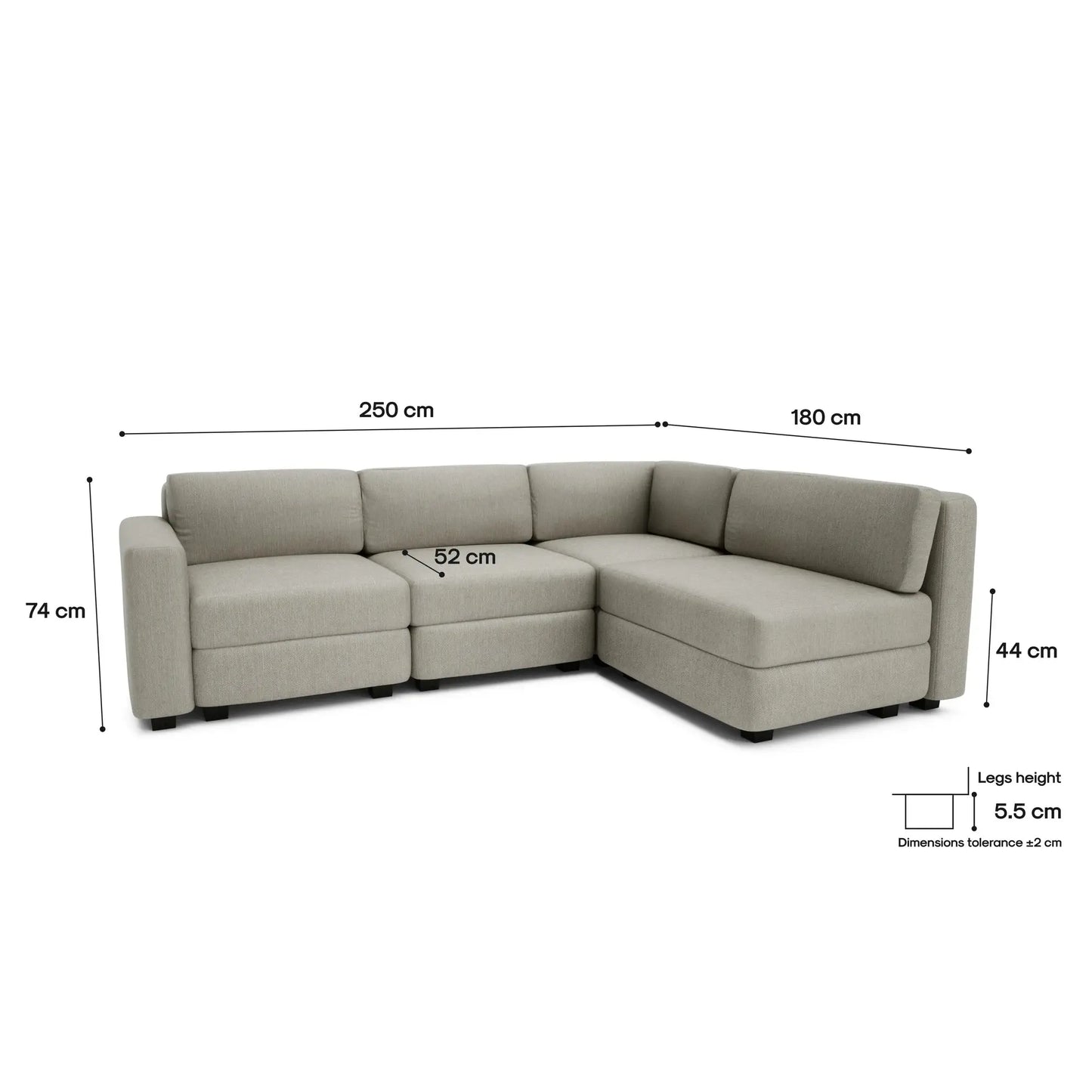 Modulares Ecksofa 4-Sitzer GRACIA - Beige Grau