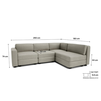 Modulares Ecksofa 4-Sitzer GRACIA - Beige Grau
