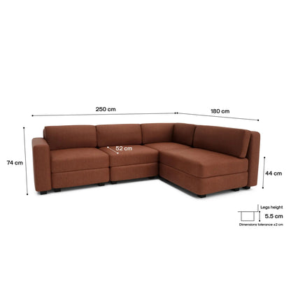Modulares Ecksofa GRACIA für 4 Personen – Terrakotta