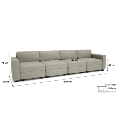 Divano Modulare 4 Posti GRACIA - Beige Grigio