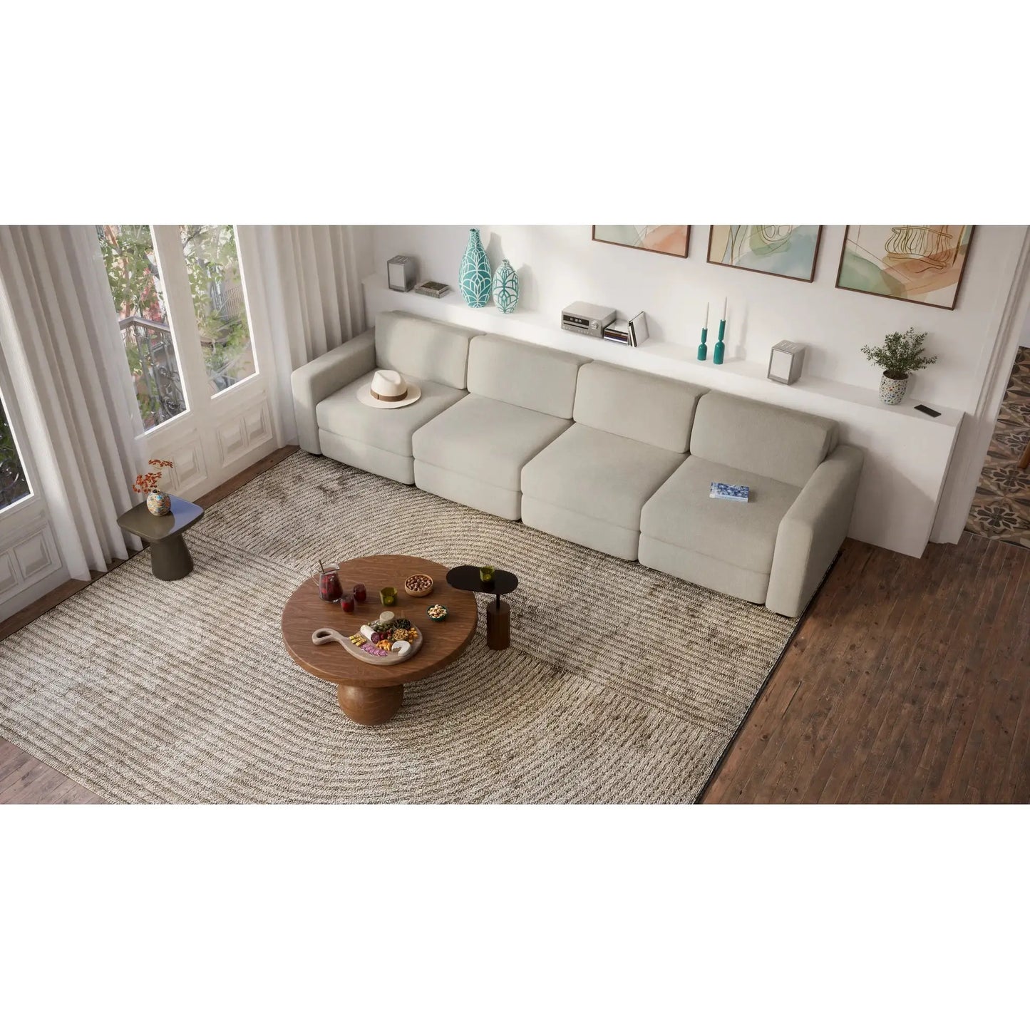 Divano Modulare 4 Posti GRACIA - Beige Grigio