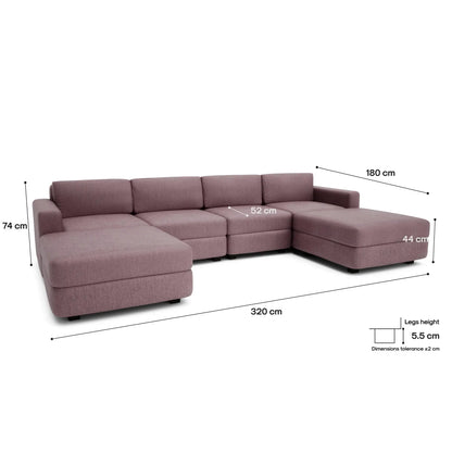 Modulares Sofa GRACIA - U-Form 180x320x180 cm - Altrosa