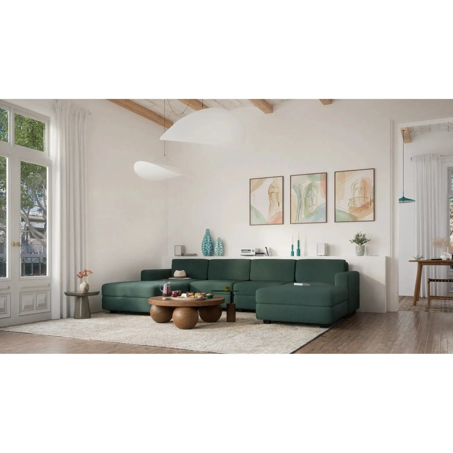 Divano Modulare GRACIA - Forma U 180x320x180 cm - Verde