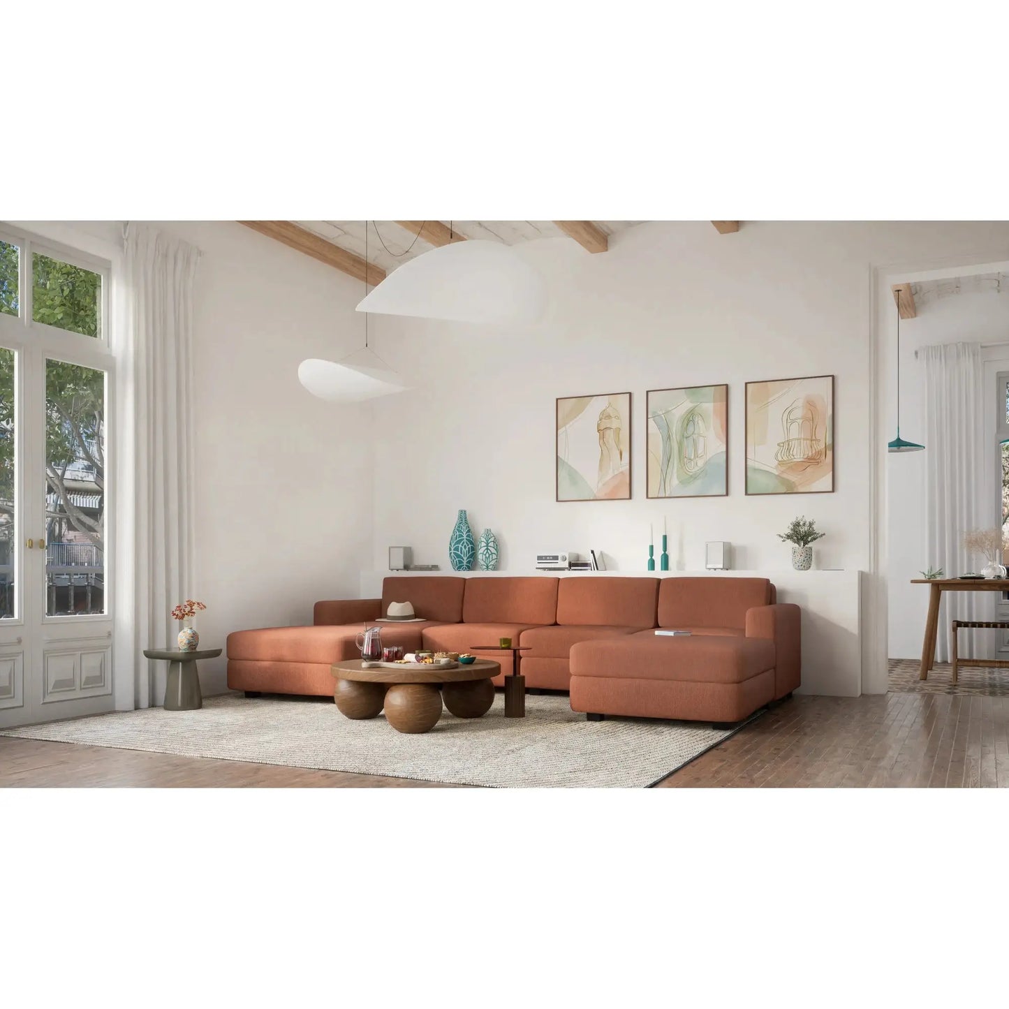 Modulares Sofa GRACIA - U-Form 180x320x180 cm - Terrakotta