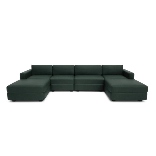 GRACIA Modular Sofa - Green U-Shaped Configuration