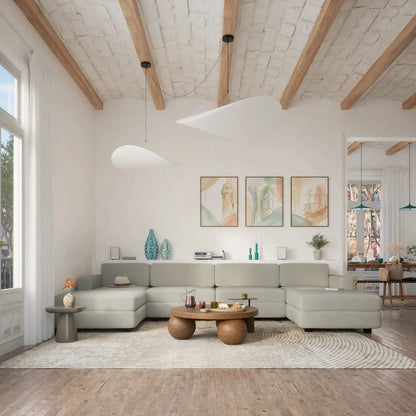 Modulares Sofa GRACIA - U-förmige Konfiguration 180x360x180 cm Beige Grau