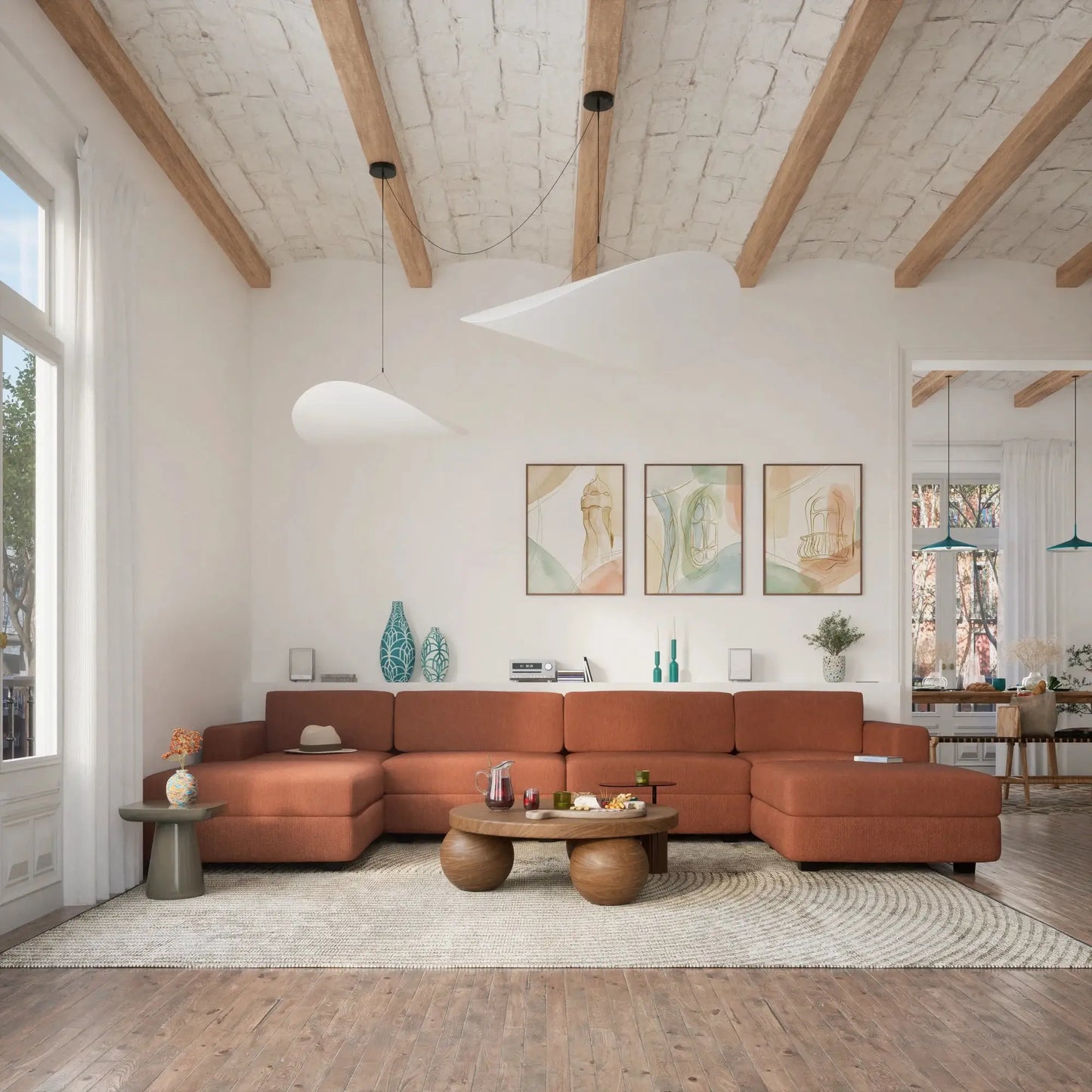Modulares Sofa GRACIA - U-Konfiguration 180x360x180 cm Terrakotta