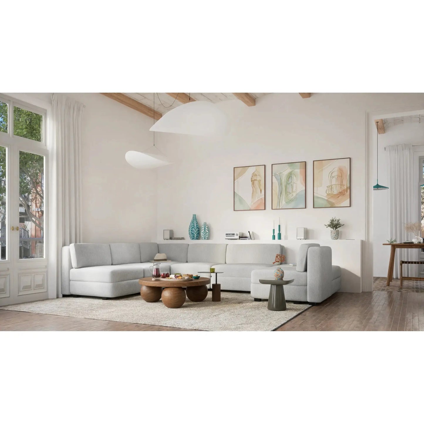 Divano Modulare GRACIA - Configurazione a U Grigio