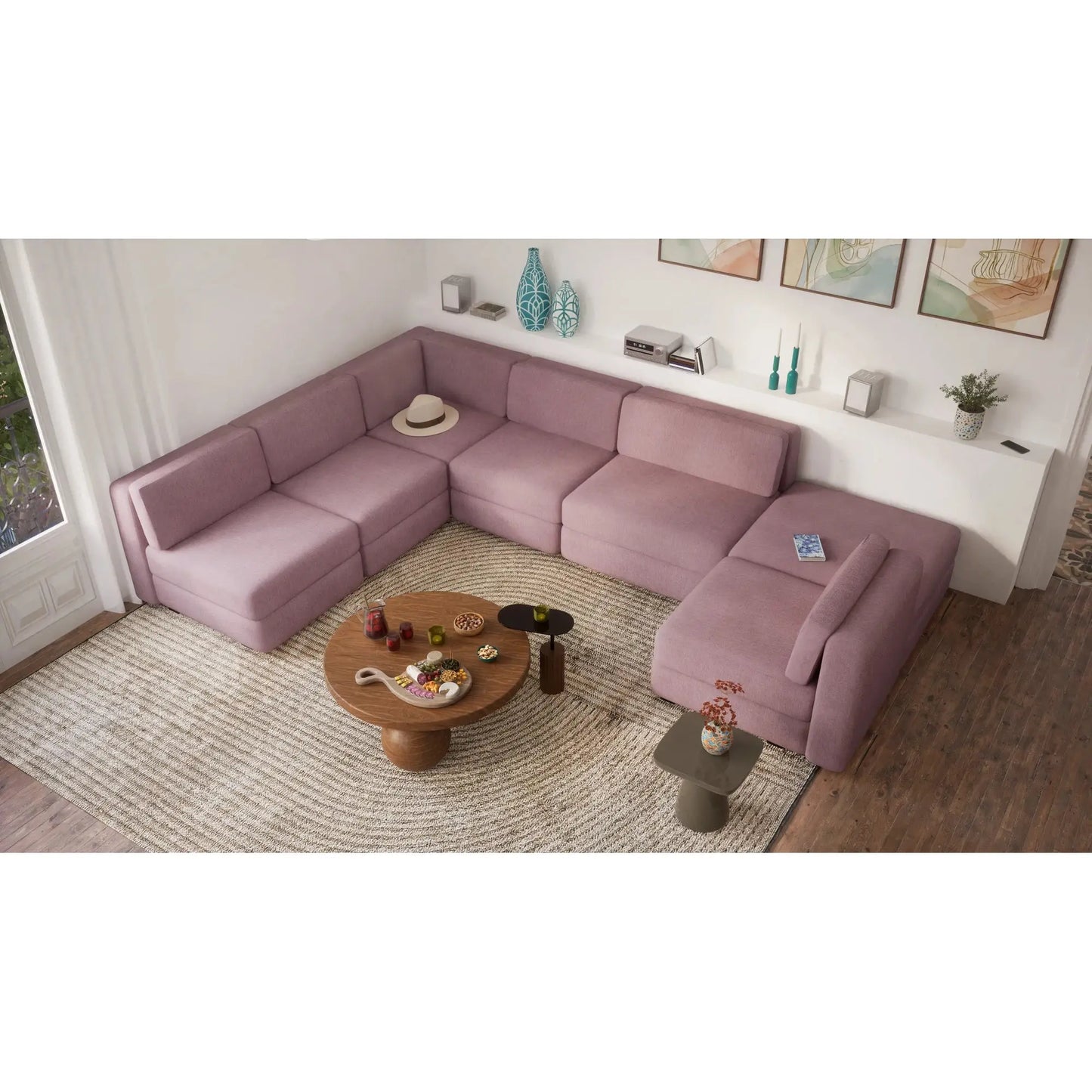 Divano Modulare GRACIA U-Shape 160x340x230 cm Rosa Polveroso
