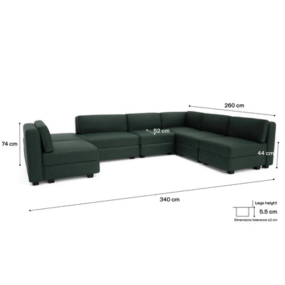 Divano Modulare GRACIA U-Shape 160x340x230 cm Verde