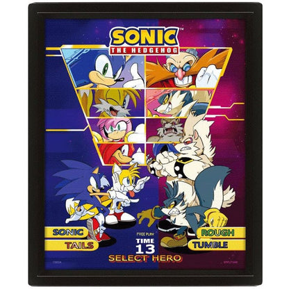 Pyramid - Sonic Hedgehog (Select Your Fighter) 3D Lentikular Poster gerahmt