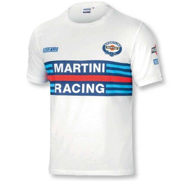 T-Shirt Martini Racing Bianca, Comoda e Leggera, Taglie S-2XL