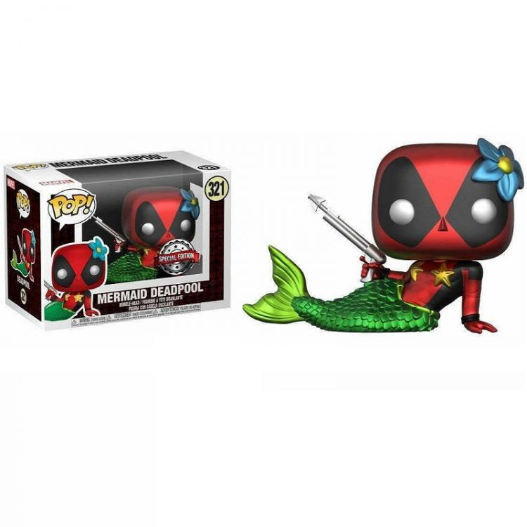 Funko Pop ! Mermaid Deadpool (321) Special Edition Con T-Shirt Xl Vinyl Figure