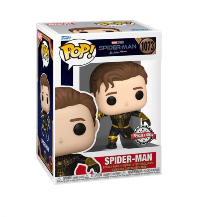 Funko Pop ! Spider Man No Way Home - Spider-Man 1073 Tuta Nera Oro Unmasked