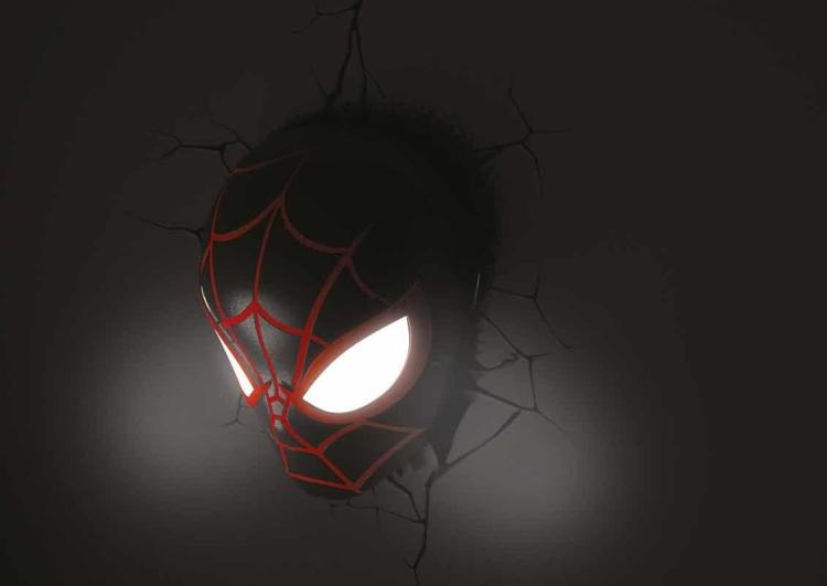 Marvel Wandleuchte Spiderman Miles Morales 3D Deko Lampe LED + Sticker