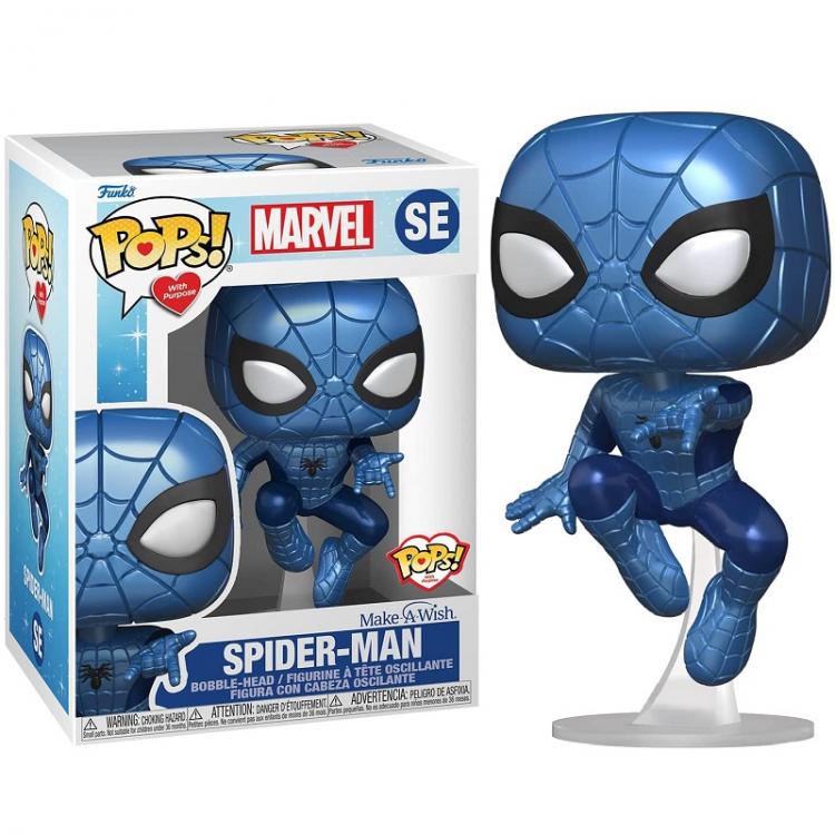 Funko Pops With Purpose Marvel SE Spider-Man Make A Wish Wackelkopf-Vinylfigur Blau