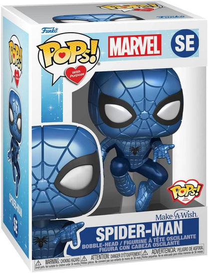 Funko Pops With Purpose Marvel SE Spider-Man Make A Wish Wackelkopf-Vinylfigur Blau