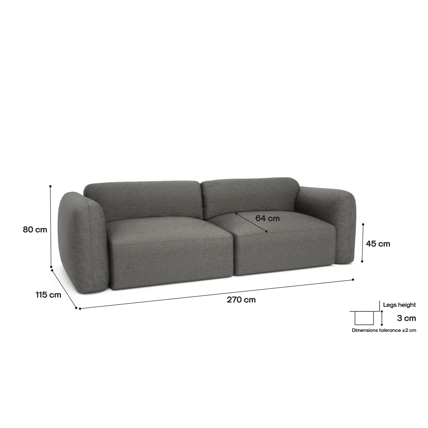 Schlafsofa 3-Sitzer NORREBRO - Grau