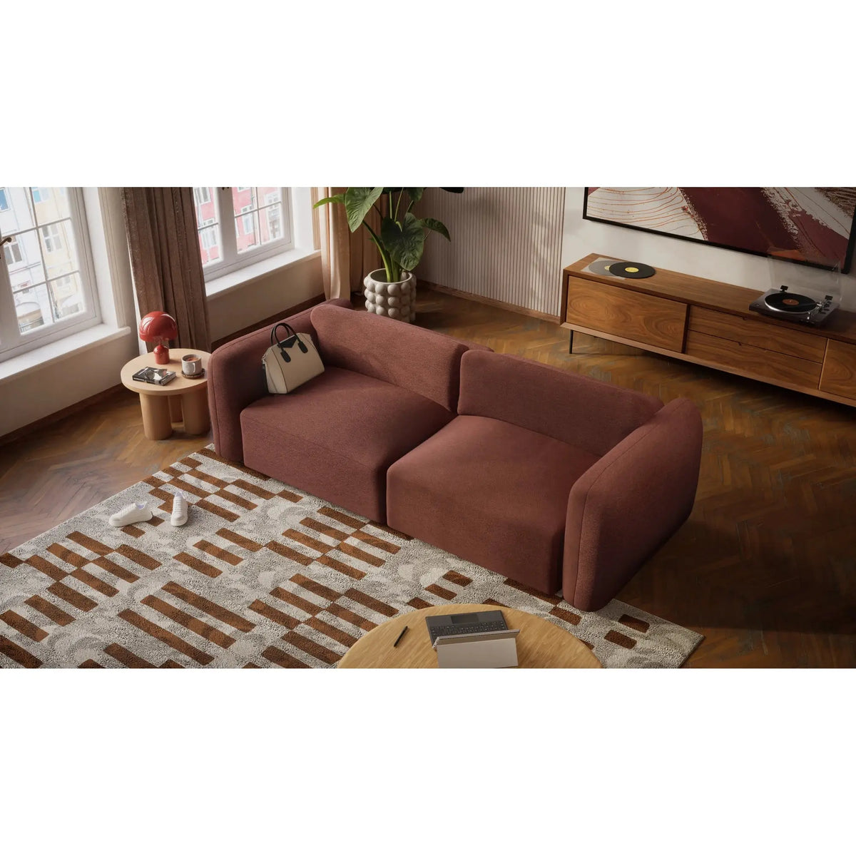 Divano Letto 3 Posti NORREBRO - Bordeaux